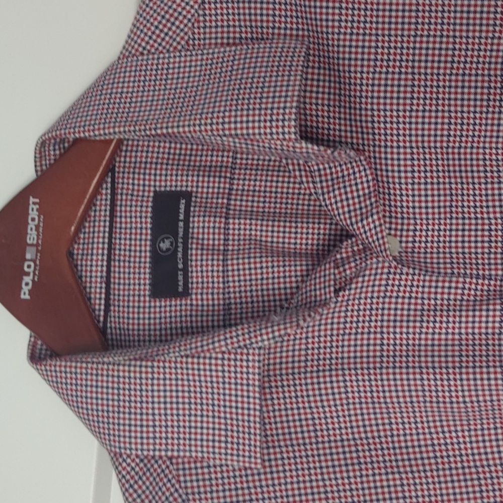 Red blue dress shirt